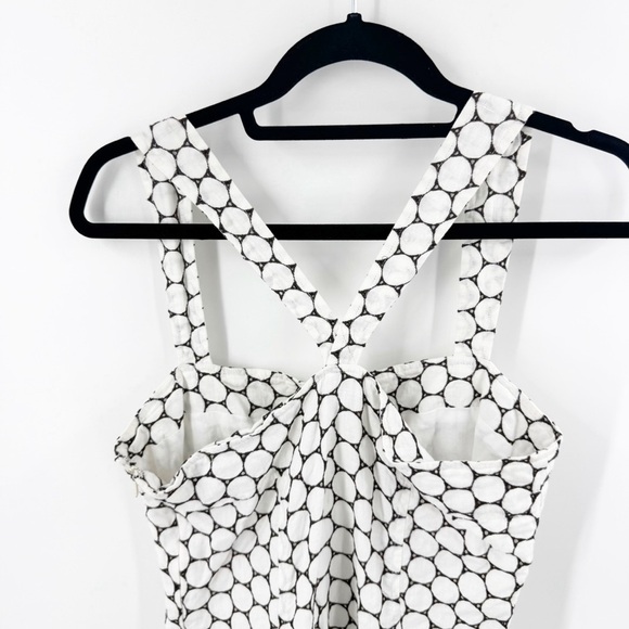 ✅ DVF Embroidered Sleeveless Linen Polka Dot Geometric CREAM/Brown Dress SIZE 6 - Picture 4 of 10
